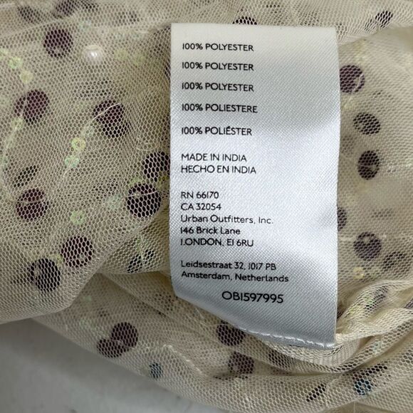 NWT Urban Outfitters Hunter Sheer Sequin Beaded Midi Cream Dress Women Medium - Picture 13 of 16